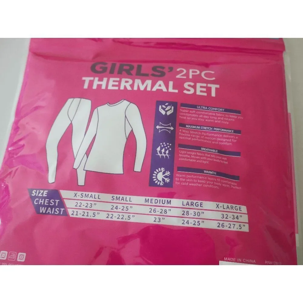 GO UNDER Girls 2PC Thermal Set PINK Base Layer Ultra-Soft Size S 6/6X